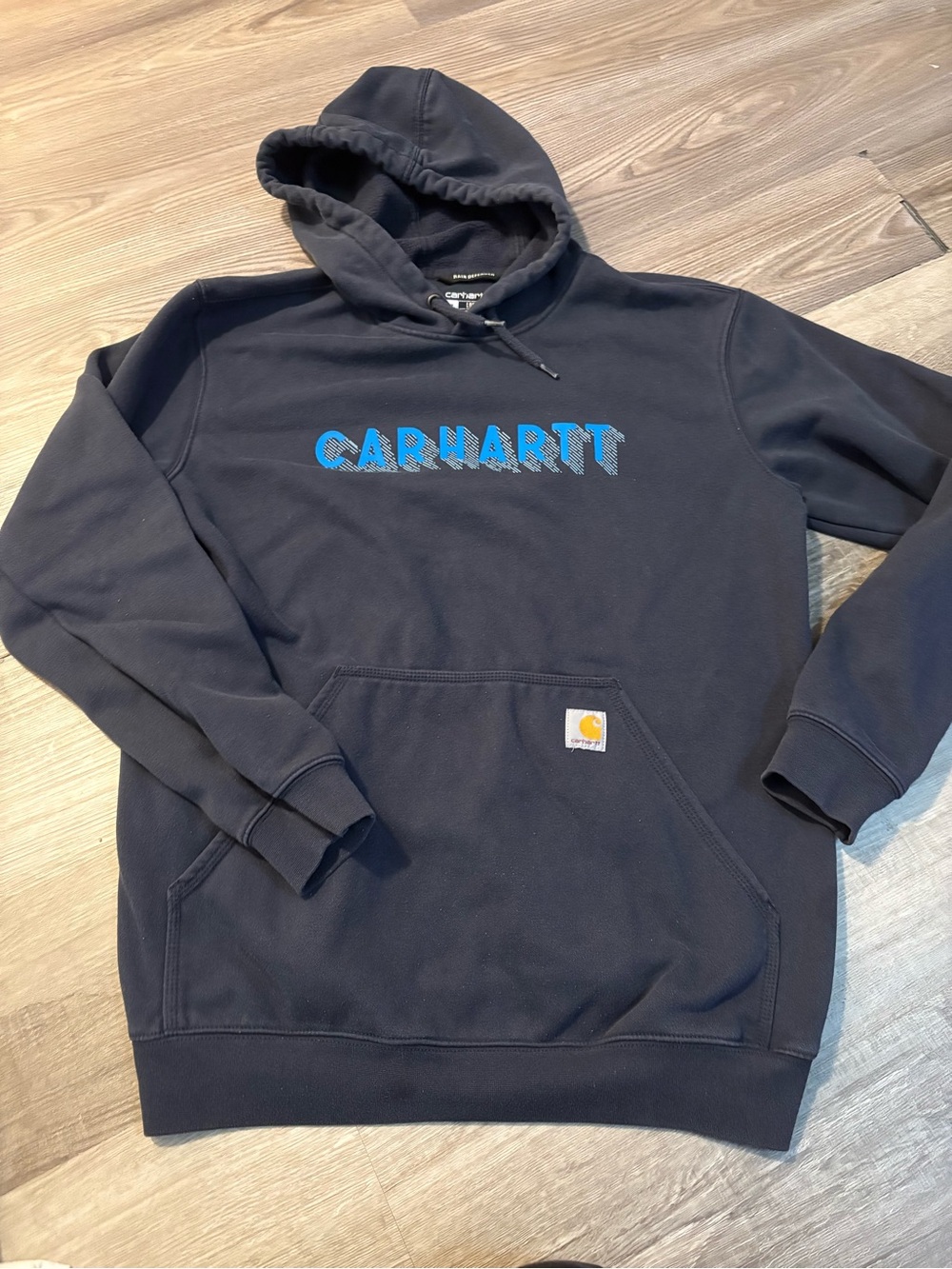 Carhartt Navy Crewneck Hooded Sweatshirt with Blue Logo